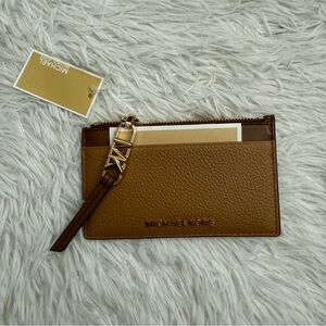 NWT MICHAEL Michael Kors Empire Pebble Leather Card Case!